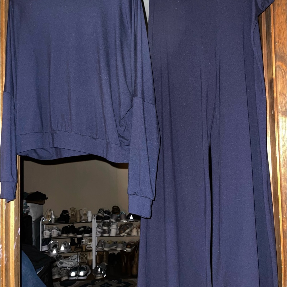 Navy Blue Two-Piece Lounge Set